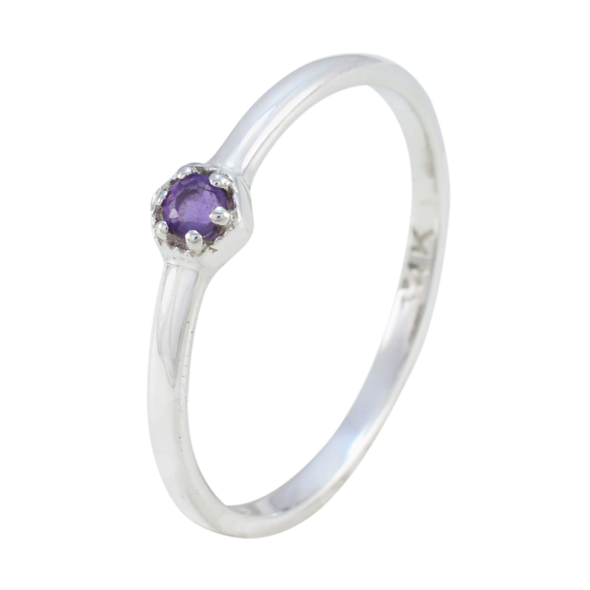 Anello elegante e glamour con pietra preziosa viola in argento 925 turco e solitario in ametista Immagine secondaria del prodotto