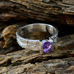 Amethyst Solitaire Indian 92.5 Silver Purple Gemstones Tiny Sophisticated Ring Jewellery