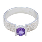 Amethyst Solitaire Indian 92.5 Silver Purple Gemstones Tiny Sophisticated Ring Jewellery