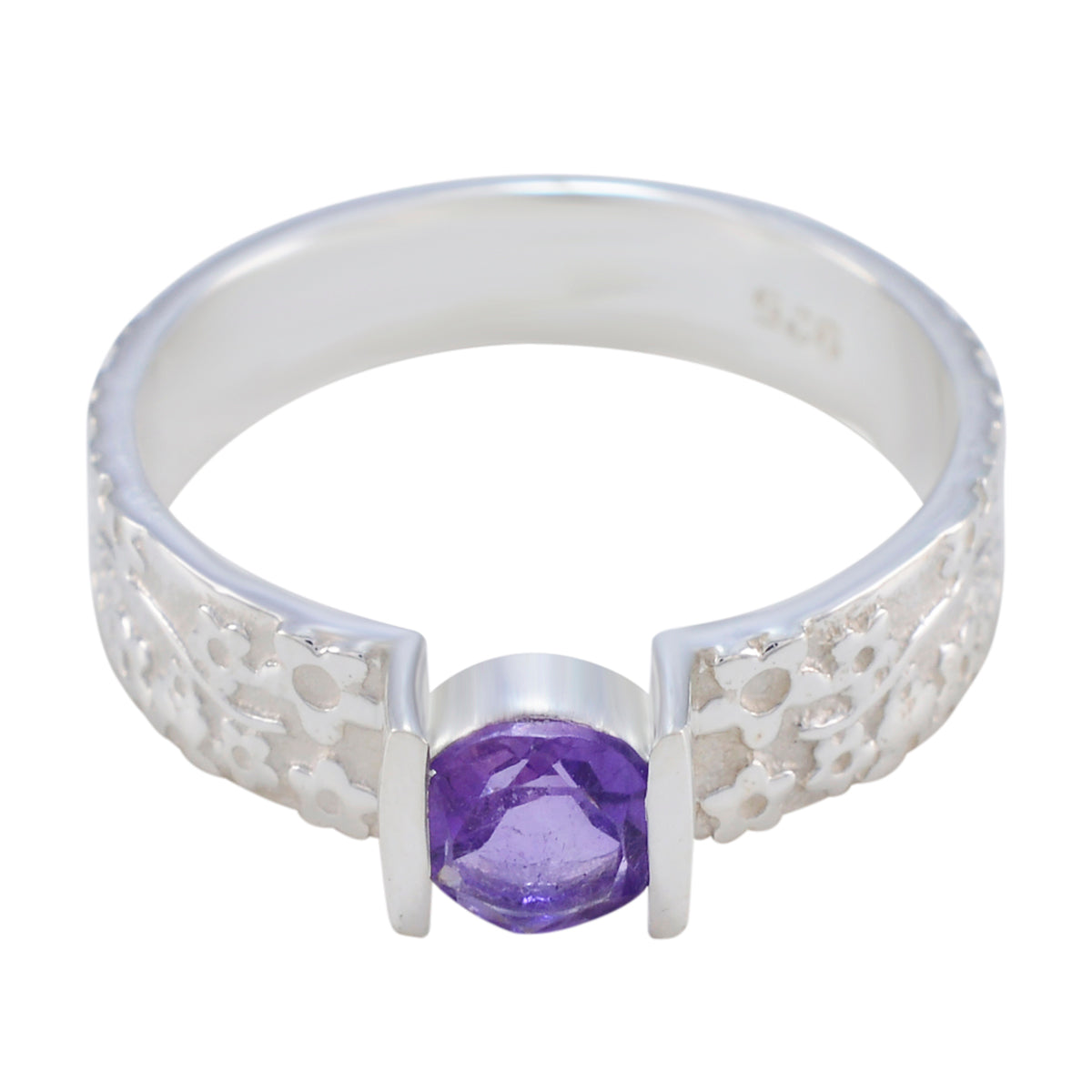 Amethyst Solitaire Indian 92.5 Silver Purple Gemstones Tiny Sophisticated Ring Jewellery