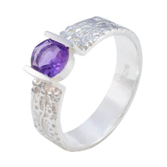 Amethyst Solitaire Indian 92.5 Silver Purple Gemstones Tiny Sophisticated Ring Jewellery