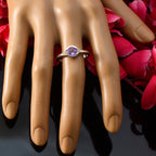 Amethyst Solitaire Russian Silver Purple Gemstone Featherlight Contemporary Ring Jewellery