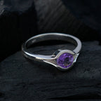 Amethyst Solitaire Russian Silver Purple Gemstone Featherlight Contemporary Ring Jewellery