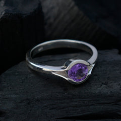 Amethyst Solitaire Russian Silver Purple Gemstone Featherlight Contemporary Ring Jewellery