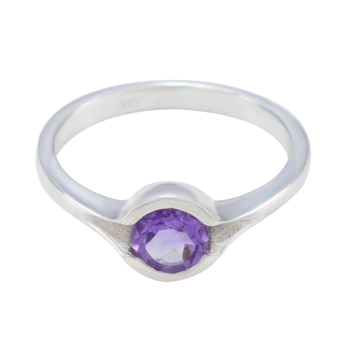 Amethyst Solitär Russisches Silber Lila Edelstein Federleichter Moderner Ring Schmuck Hauptbild