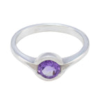 Amethyst Solitaire Russian Silver Purple Gemstone Featherlight Contemporary Ring Jewellery