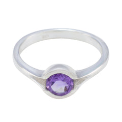 Amethyst Solitaire Russian Silver Purple Gemstone Featherlight Contemporary Ring Jewellery