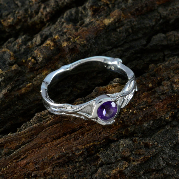 Amethyst Solitaire Egyptian 925 Silver Purple Gems Featherlight Trendy Ring Jewellery