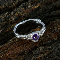 Amethyst Solitaire Egyptian 925 Silver Purple Gems Featherlight Trendy Ring Jewellery