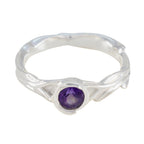 Amethyst Solitaire Egyptian 925 Silver Purple Gems Featherlight Trendy Ring Jewellery