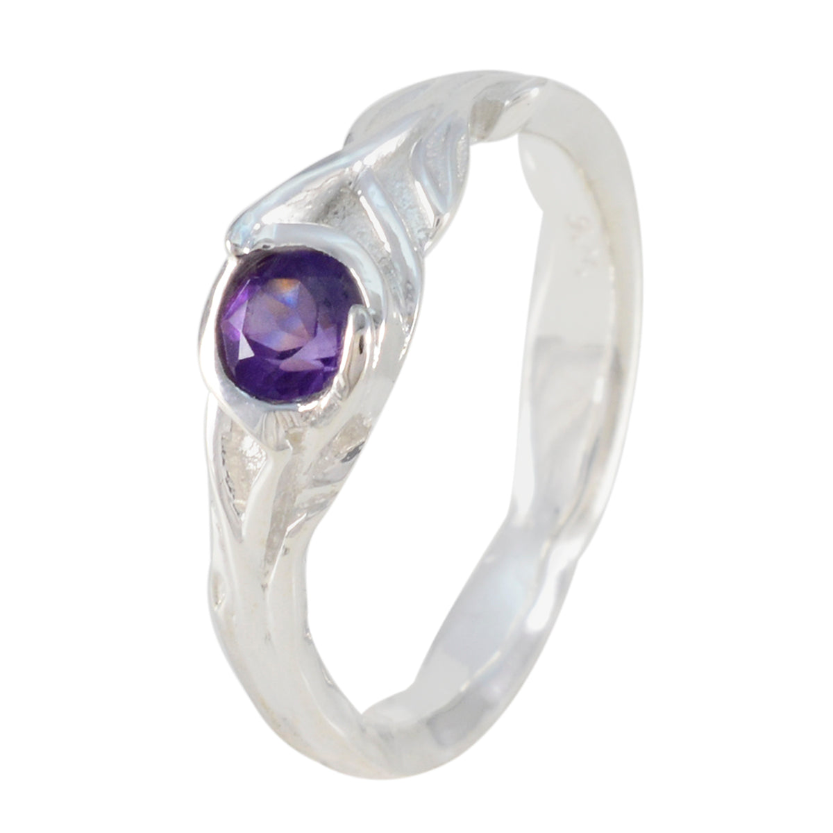 Amethyst Solitaire Egyptian 925 Silver Purple Gems Featherlight Trendy Ring Jewellery