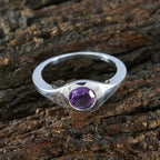 Amethyst Solitaire German Silver Purple Gems Featherlight Feminine Ring Jewelry