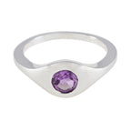Amethyst Solitaire German Silver Purple Gems Featherlight Feminine Ring Jewelry