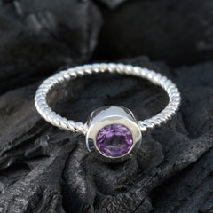 Amethyst Solitaire Japanese 92.5 Silver Purple Gems Delicate Modern Ring Jewelry
