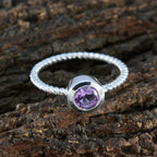 Amethyst Solitaire Japanese 92.5 Silver Purple Gems Delicate Modern Ring Jewelry