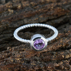Amethyst Solitaire Japanese 92.5 Silver Purple Gems Delicate Modern Ring Jewelry