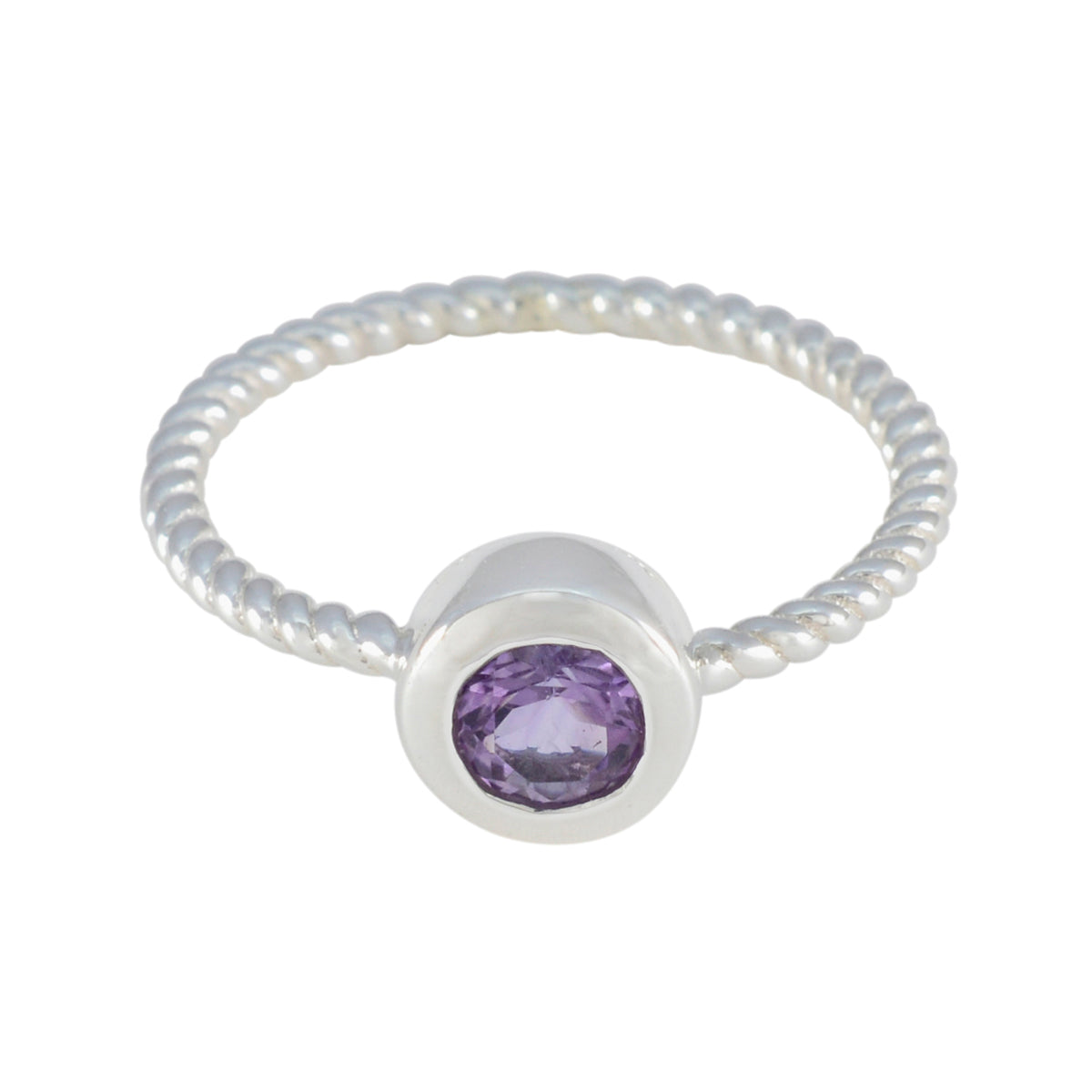 Amethyst Solitaire Japanese 92.5 Silver Purple Gems Delicate Modern Ring Jewelry Huvudsaklig produktbild