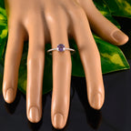 Amethyst Solitaire American 925 Silver Purple Gemstones Delicate Twist Ring Jewelry