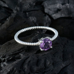 Amethyst Solitaire American 925 Silver Purple Gemstones Delicate Twist Ring Jewelry