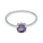 Amethyst Solitaire American 925 Silver Purple Gemstones Delicate Twist Ring Jewelry