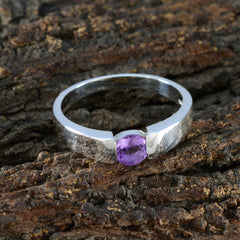 Amethyst Solitaire French 92.5 Silver Purple Gemstone Slim Romantic Ring Jewelry