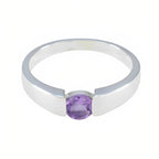 Amethyst Solitaire French 92.5 Silver Purple Gemstone Slim Romantic Ring Jewelry