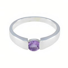 Amethyst Solitaire French 92.5 Silver Purple Gemstone Slim Romantic Ring Jewelry