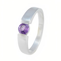 Amethyst Solitaire French 92.5 Silver Purple Gemstone Slim Romantic Ring Jewelry