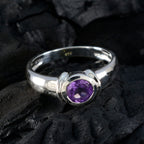 Amethyst Solitaire Moroccan Silver Purple Gemstone Featherlight Feminine Ring Jewelry