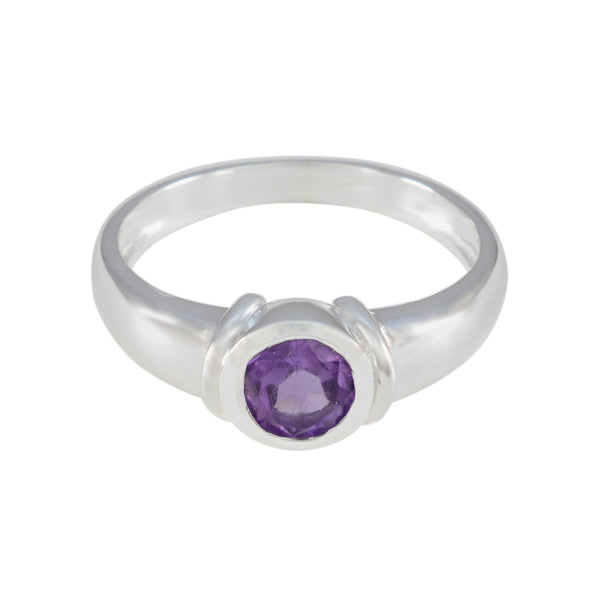 Amethyst Solitaire Moroccan Silver Purple Gemstone Featherlight Feminine Ring Jewelry