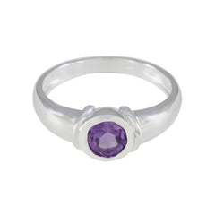 Amethyst Solitaire Moroccan Silver Purple Gemstone Featherlight Feminine Ring Jewelry