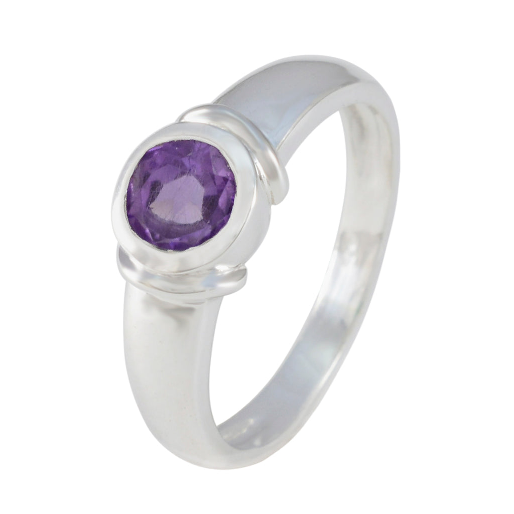 Amethyst Solitaire Moroccan Silver Purple Gemstone Featherlight Feminine Ring Jewelry