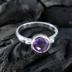 Amethyst Solitaire African 925 Silver Purple Gemstone Slim Graceful Ring Jewelry
