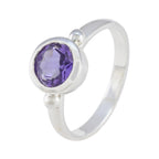Amethyst Solitaire African 925 Silver Purple Gemstone Slim Graceful Ring Jewelry