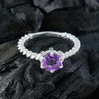 Amethyst Solitaire Moroccan Silver Purple Gemstones Featherlight Twist Ring Jewellery