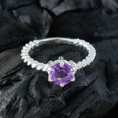 Amethyst Solitaire Moroccan Silver Purple Gemstones Featherlight Twist Ring Jewellery