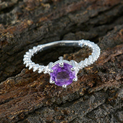 Amethyst Solitaire Moroccan Silver Purple Gemstones Featherlight Twist Ring Jewellery