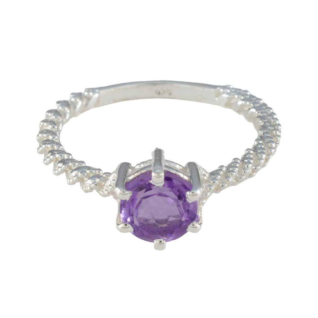 Amethyst Solitaire Moroccan Silver Purple Gemstones Featherlight Twist Ring Jewellery
