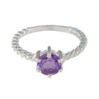 Amethyst Solitaire Moroccan Silver Purple Gemstones Featherlight Twist Ring Jewellery