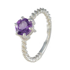 Amethyst Solitaire Moroccan Silver Purple Gemstones Featherlight Twist Ring Jewellery