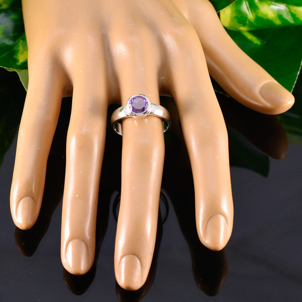 Amethyst Solitaire Russian Sterling Silver Purple Gemstones Tiny Trendy Ring Jewelry