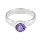 Amethyst Solitaire Russian Sterling Silver Purple Gemstones Tiny Trendy Ring Jewelry