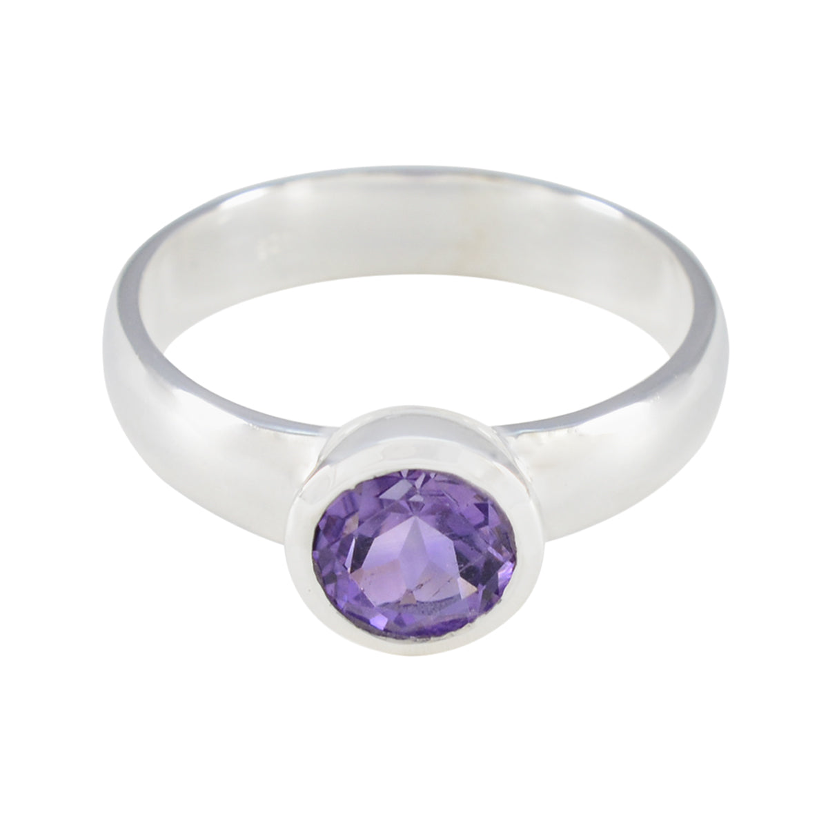 Amethyst Solitaire Russian Sterling Silver Purple Gemstones Tiny Trendy Ring Jewelry