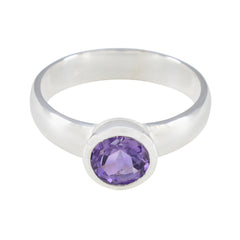 Amethyst Solitaire Russian Sterling Silver Purple Gemstones Tiny Trendy Ring Jewelry