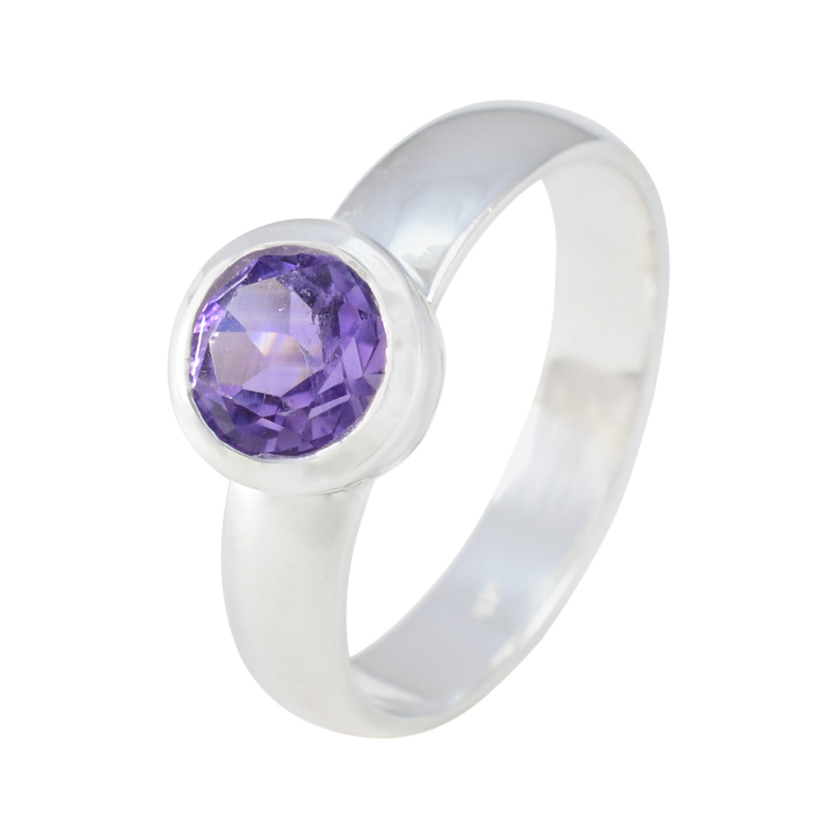 Amethyst Solitaire Russian Sterling Silver Purple Gemstones Tiny Trendy Ring Jewelry