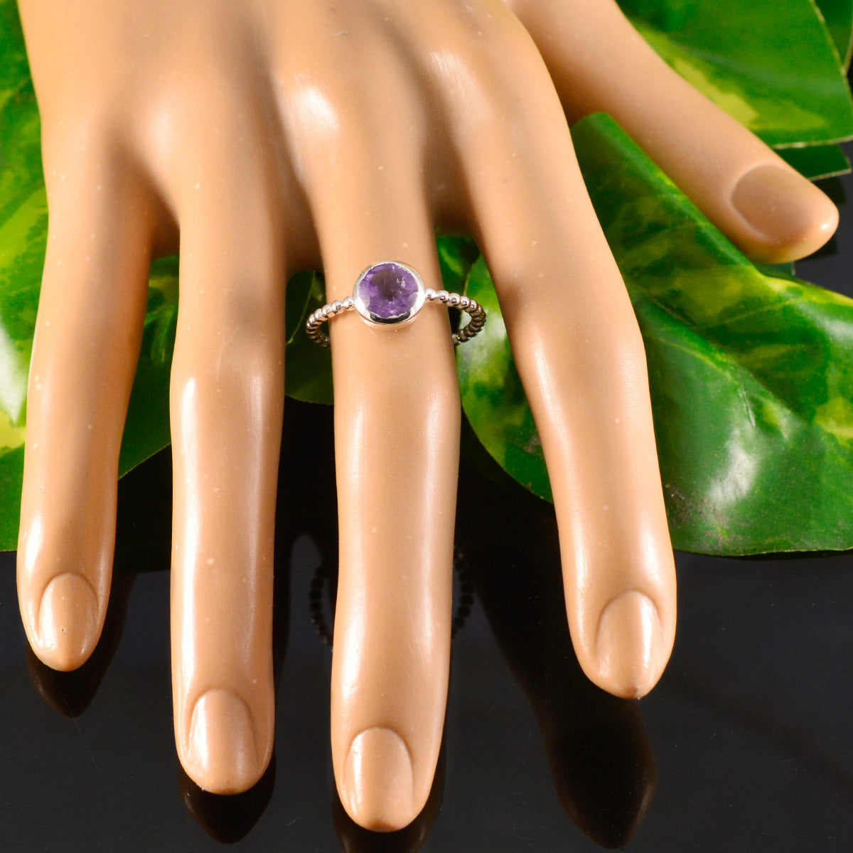 Amethyst Solitaire Turkish 925 Silver Purple Gemstones Delicate Twist Ring Jewelry