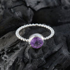 Amethyst Solitaire Turkish 925 Silver Purple Gemstones Delicate Twist Ring Jewelry
