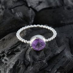 Amethyst Solitaire Turkish 925 Silver Purple Gemstones Delicate Twist Ring Jewelry