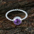 Amethyst Solitaire Turkish 925 Silver Purple Gemstones Delicate Twist Ring Jewelry