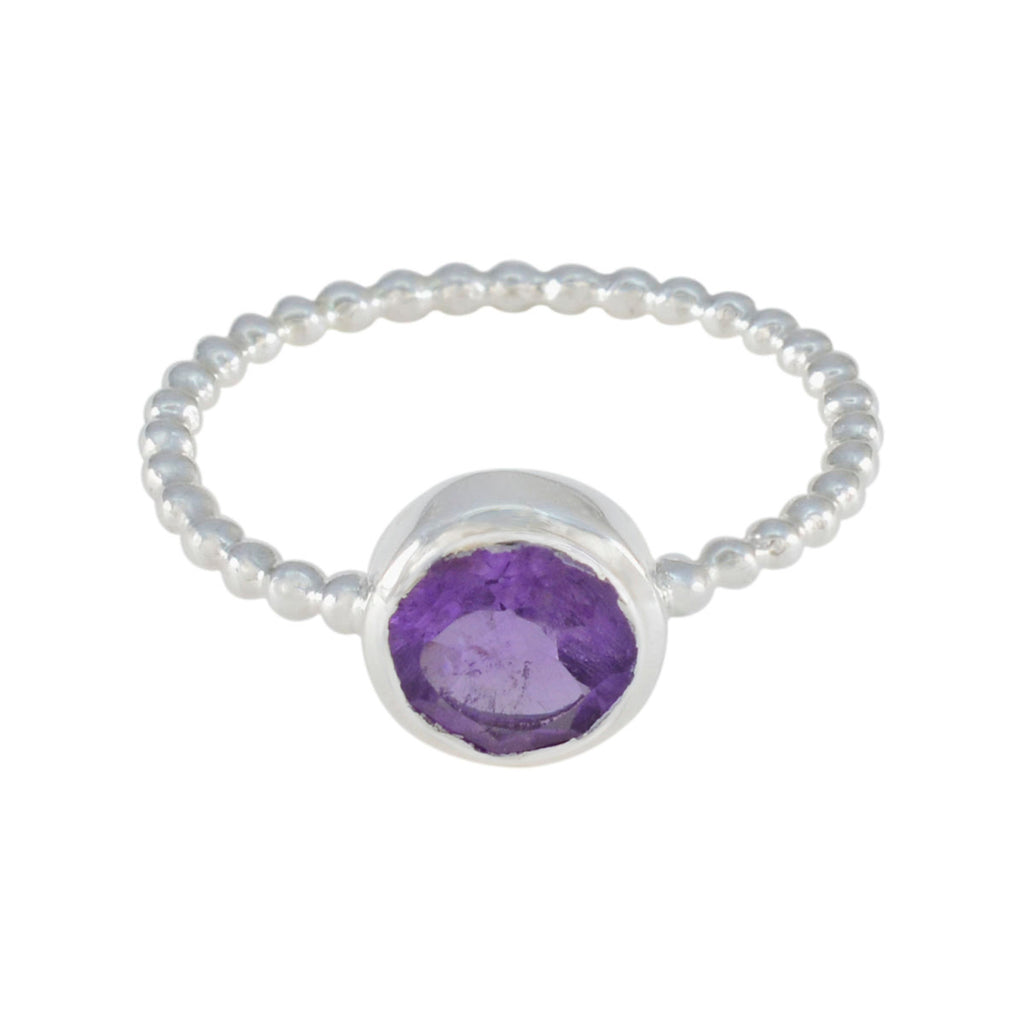 Amethyst Solitaire Turkish 925 Silver Purple Gemstones Delicate Twist Ring Jewelry
